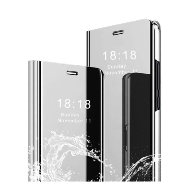 Aclay Huawei P30 Fodral, Fodral + Härdat Glas Flip Clear View Genomskinligt Spegelfodral Stående 360° Stötsäkert Fodral Fodral Stötfångare