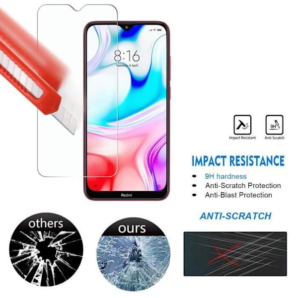 Skærmbeskyttelse - Xiaomi - Redmi 8A - Uknuseligt hærdet glas - Ridsesikker - Nem montering