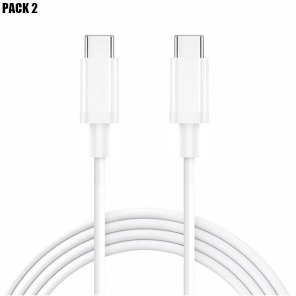 Lot 2 USB-C till USB-C kabel, vit 1 meter för Xiaomi 15 14 13 11T Pro 5G - 11T - 11i Vit