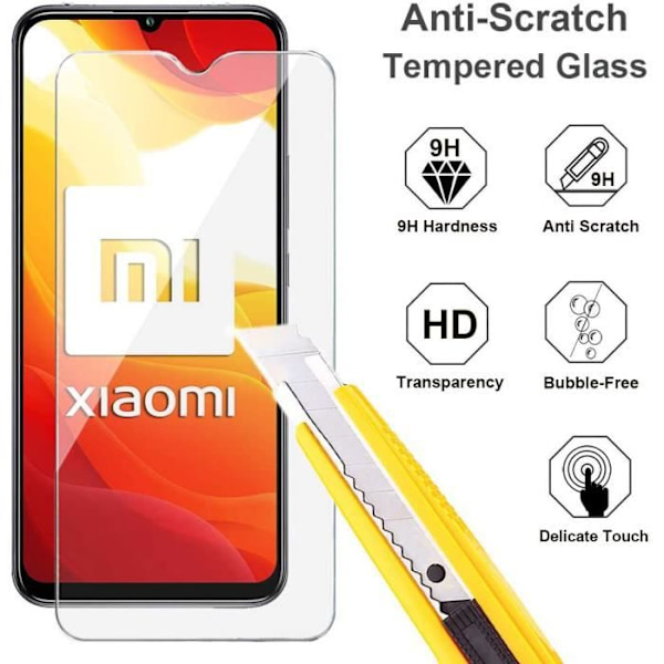 Xiaomi Mi 10 Lite fodral + skärmskydd i härdat glas, svart mycket tunt skyddande skal hårt fodral för Xiaomi