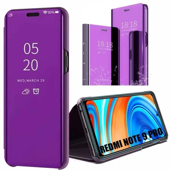 Etui til Redmi Note 9Pro (6,67") Anti-Shock Mirror Effect High-resistance Tanslucent Window Purple lila