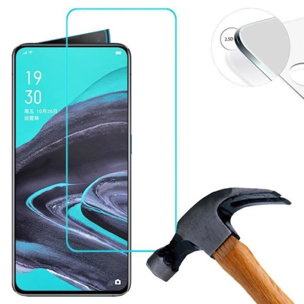 Lusee 2 x härdat glas skärmskydd för Oppo Reno2 6,5 tum Clear 9H 2,5D