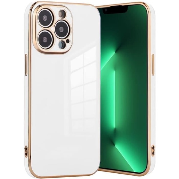 Cover til iPhone 13 Pro Max (6,7") Hvid Elegant blød guldkant Luksus stødsikker anti-ridse Vit