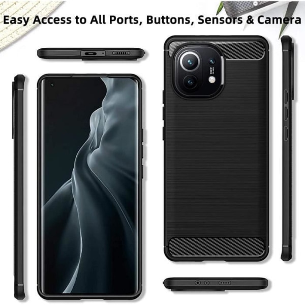 Beskyttelsesetui til Xiaomi Mi 11 (6,81") - E.F. CONNECTION - Silikone designfunktioner - Anti-Shock - Sort Svart