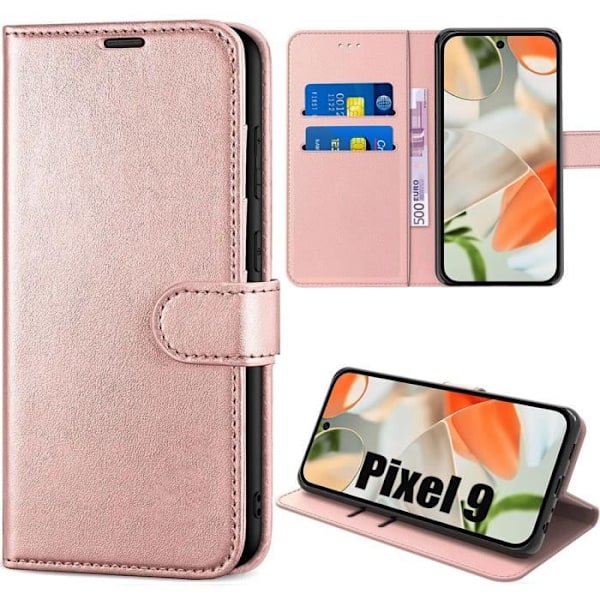 Fodral till Google Pixel 9, skyddsflik Anti-repor Stötsäkert mjukt syntetiskt läder - rosa