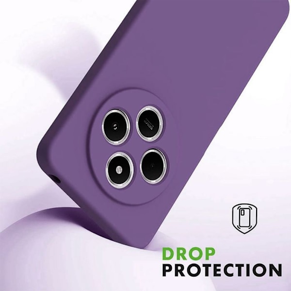 Coque för Xiaomi Redmi 14C, Silikon Mörkt Matt Effekt + 2 Härdat Glas - E.F.Connection® Mörklila