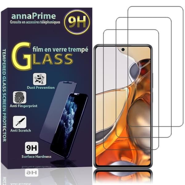 Skyddsglas - VCOMP - Pack om 3 - Härdat Glas - För Xiaomi 11T/11T Pro - Lätt installation VIT