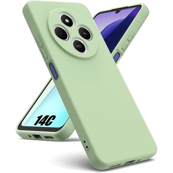 Skal för Xiaomi Redmi 14C - Flytande Silikon - Grön - E.F.Connection® Grön
