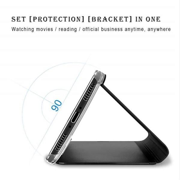 Coque för XiaoMi RedMi Note8 Pro Clear View Etui à Rabat Miroir Smart Stand Antichoc Housse silver Pengar