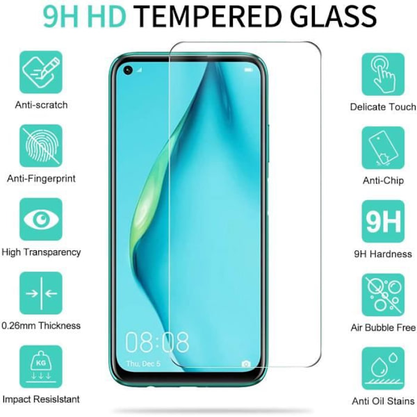 2-pak hærdet glas til Huawei P40 lite 6,4" skærmbeskytter [Ultra-tynd] [Anti-ridse] HD Clear Screen Protection