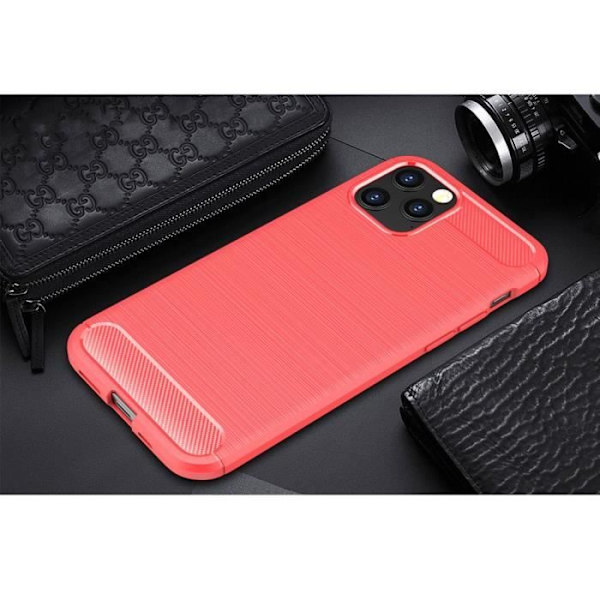 Siliconefodral - E.F.CONNECTION - för iPhone 12 Pro Max - Röd - Stötsäker - Kolfiber Röd