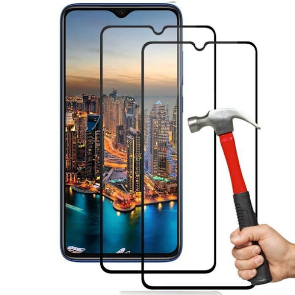 Sæt med 2 hærdet glas til Redmi 8A - E.F. CONNECTION - Anti-ridse - Beskyttelse - Sort Transparent med svart kant