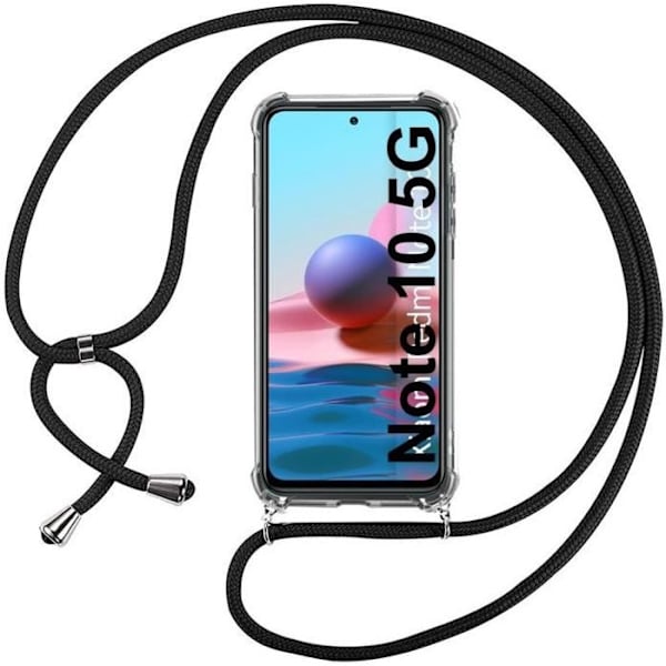 Skyddsskal för Xiaomi Redmi Note 10 5G - E.F.CONNECTION - Flexibelt - Transparent-Svart - Repellerande Transparent-svart