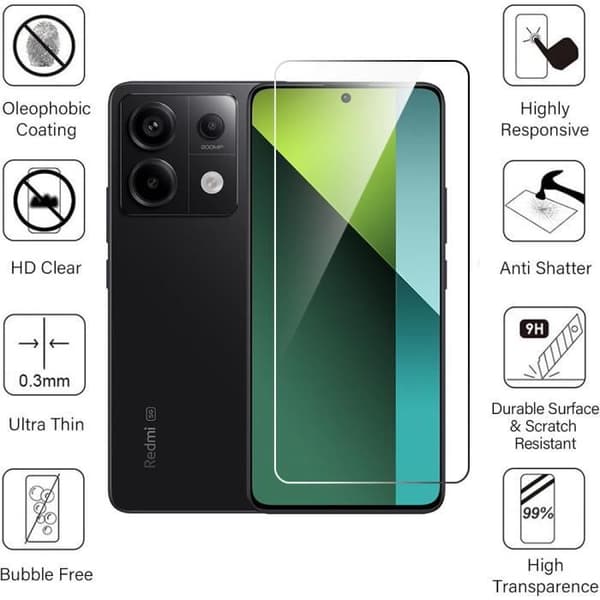 Skärmskydd - E.F.Connection - Redmi Note 13 Pro 4G-5G - Härdat glas - Pack om 2 - Repellerande Transparent