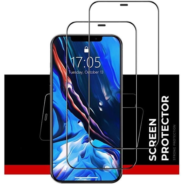 E.F.Connection [2 st] Helkroppshärdat glas för iPhone 13 mini (5,4") glasskärmskydd Transparent med svart kant