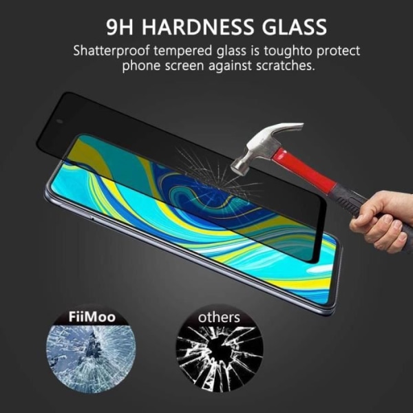 Lot-2 Anti-Spy Tempered Glass för Xiaomi Redmi Note 9 Glass Protection Svart