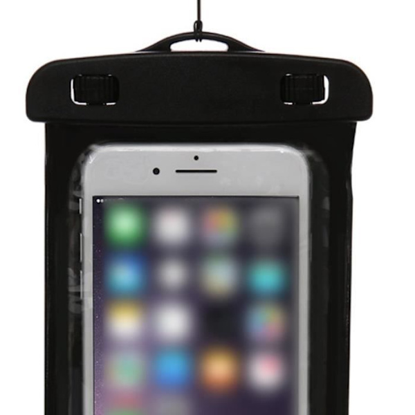 Vattentät telefonväska [IPX8] Vattentätt fodral/fodral/fodral Universal smartphoneväska skydd för 5,1-6,0 tum - SVART