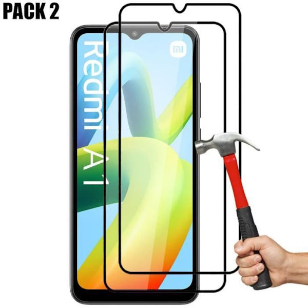 Set med 2 integrerade härdade glasögon för Redmi A1/A2 glasskydd Transparent med svart kant