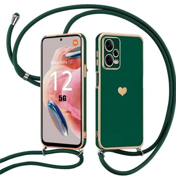 Coque - E.F.CONNECTION - För Xiaomi Redmi Note 12 5G - Mörkgrön - Stötsäker - Repfria - Hjärtmönster Nattgrönt