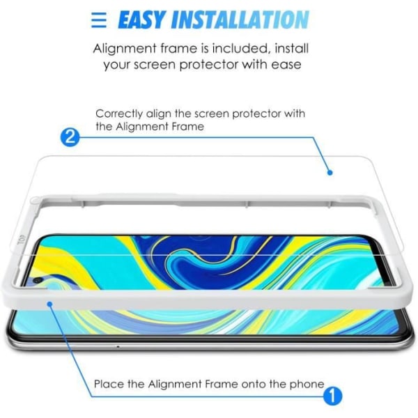 [Pakke med 4 kompatibel med hærdet glas Redmi Note 9s-9 Pro-9 Pro Max, skærmbeskytter Beskyttelsesfilm Redmi Note 9s-9 Pro-9 Pro