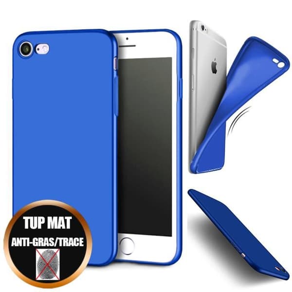 Coque iPhone 7-7S - Stötsäker - TPU Gel - Ultranät - Matt Finish - Blå Blå