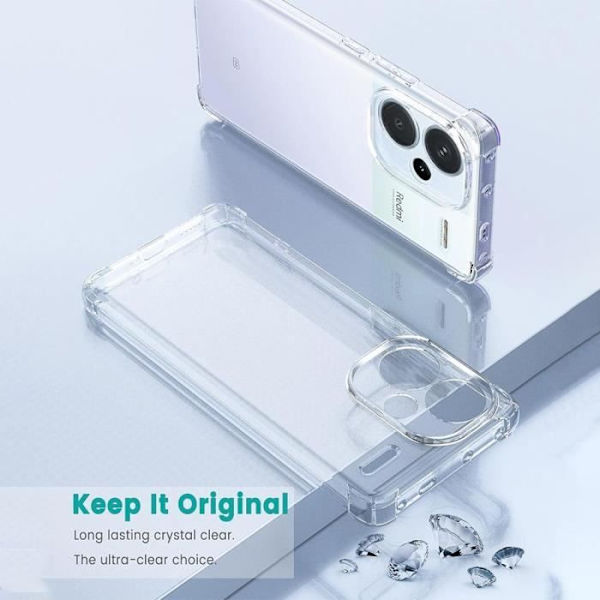 Mobilskal för Xiaomi Redmi Note 13 Pro+ 5G - Silikon Skydd - 2 Härdade Glas - Förstärkta Hörn - Transparent Transparent