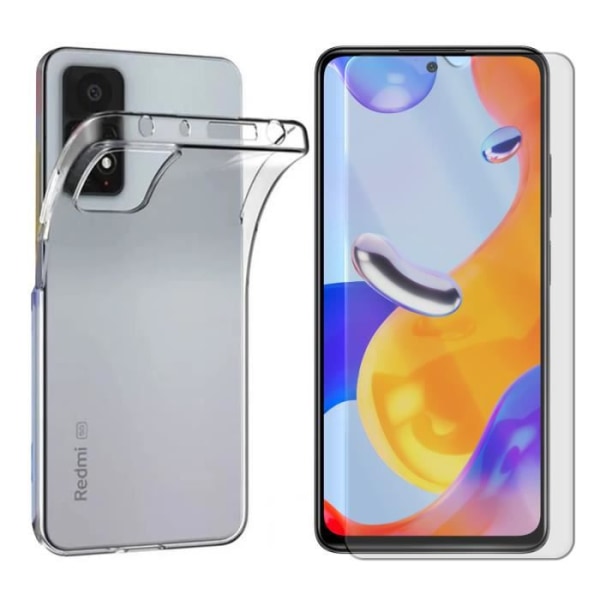 Transparent skyddande mjukt fodral i silikon + härdat glas för Xiaomi Redmi Note 11 Pro 5G 6,67" - Yuan Yuan