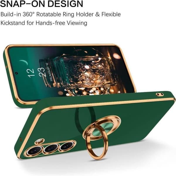Coque Etui - E.F.CONNECTION - För Xiaomi Redmi Note 13 4G - Stötsäker i silikon - 360° roterande stöd - Mörkgrön Nattgrönt