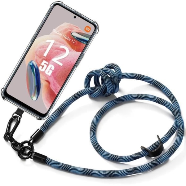Axelremsfodral för Xiaomi Redmi Note 12 5G Stötsäkert repskydd med robust axelrem Blå