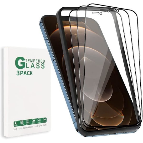 E.F.Connection skærmbeskytter i hærdet glas til iPhone 13 (6.1") - 3 stk. Transparent med svart kant