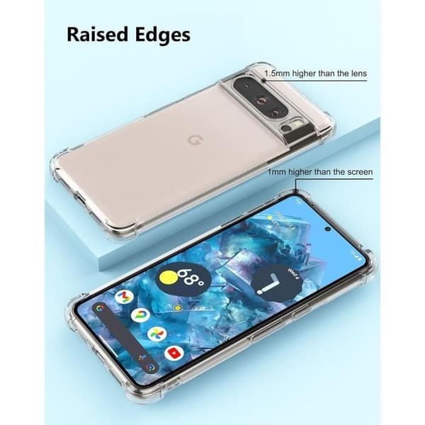 Coque - för Google Pixel 8 Pro - TPU Antichock - Transparent - Förstärkt skydd - med 2 Härdade glas Transparent
