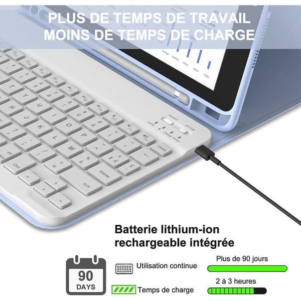 Tangentcase - E.F.CONNECTION - iPad Air 3 / Pro 10,5" - PU-Läder Lavendel - Bluetooth 5.0 - AZERTY