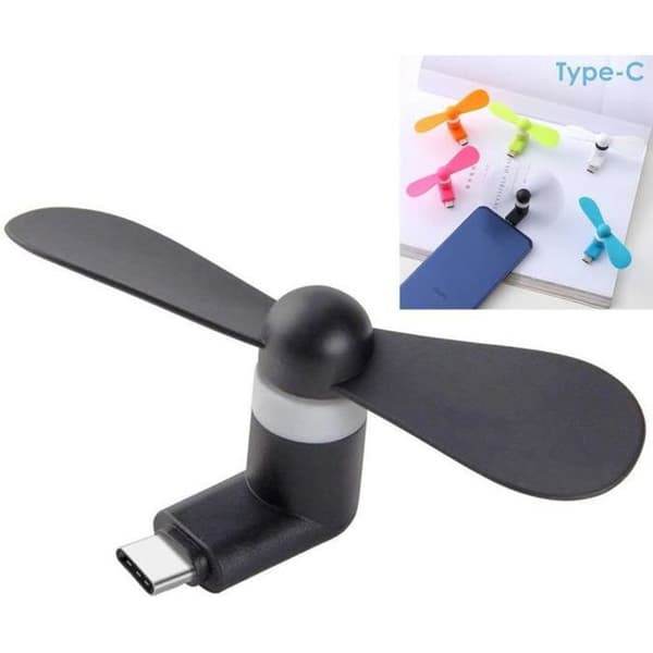 Mini Fläkt - Universell - Typ-C - Bärbar - 8,5 cm - Svart Svart