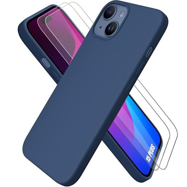 Coque - E.F.CONNECTION - för iPhone 15 Plus - Silikon TPU - Mörkblå - Mjuk marinblå