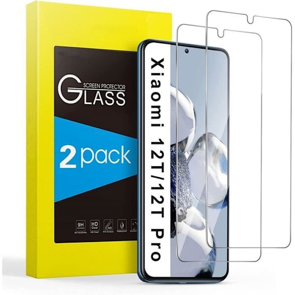 Lot-2 härdat glas för Xiaomi 12T High Definition skärmskydd Transparent