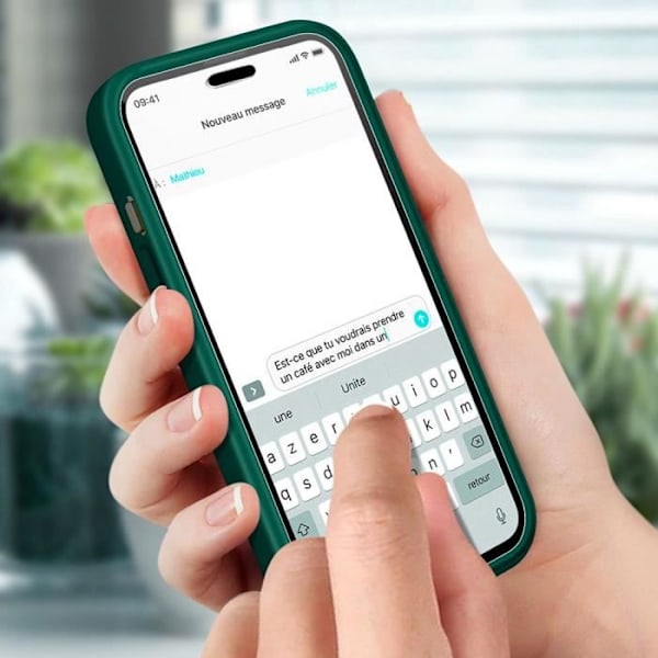 Fodral för iPhone 14 Pro Max (6,7") 360° skydd Fram+Bak Styv Silikon Nattgrön Nattgrönt