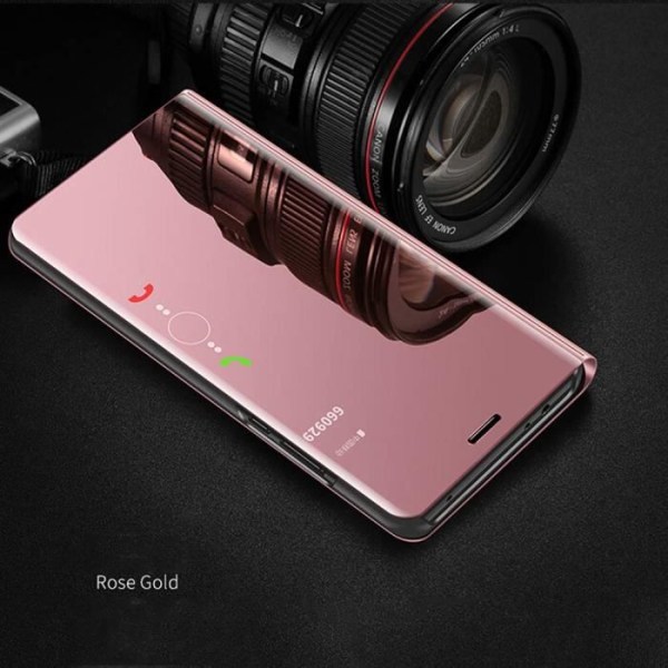 Huawei P30 Lite Case Clear View Shockproof Flip Case Spejl Flip Case Smart Stand Case Cover til HuaWei P30 Lite Pink