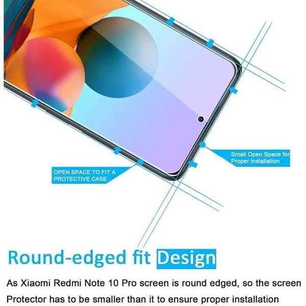 Skyddande film - E.F.CONNECTION - för Redmi Note 10 Pro 4G - Härdat glas - Rep resistant - 3 stycken Transparent