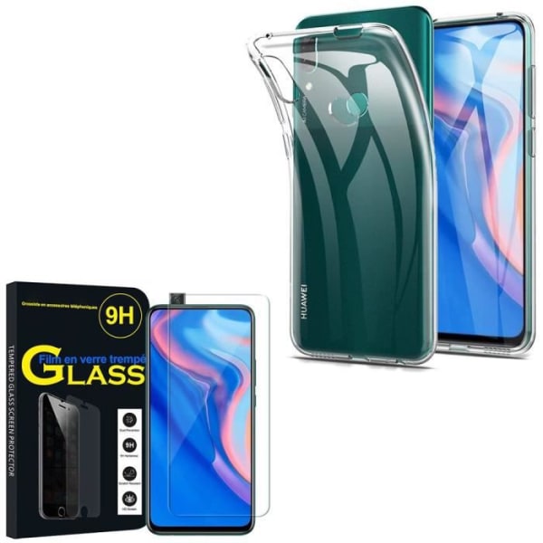 För Huawei P Smart Z (2019) 6,59": UltraSlim Gel Silikonfodral - TRANSPARENT + 1 härdat glasfilm