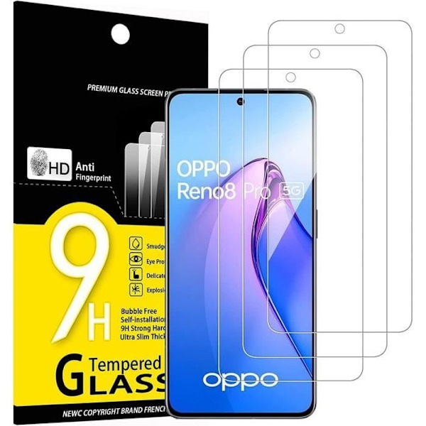 [3 delar] Transparent härdat glas för OPPO Reno 8 Pro 5G Transparent