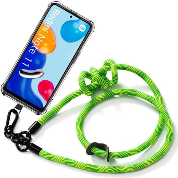 Lanyardfodral till Xiaomi Redmi Note 11-11S Stötsäkert skydd med robust lanyard Green