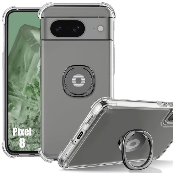 Cover til Google Pixel 8 - Stødsikker Ultra Slim Transparent med sort stander