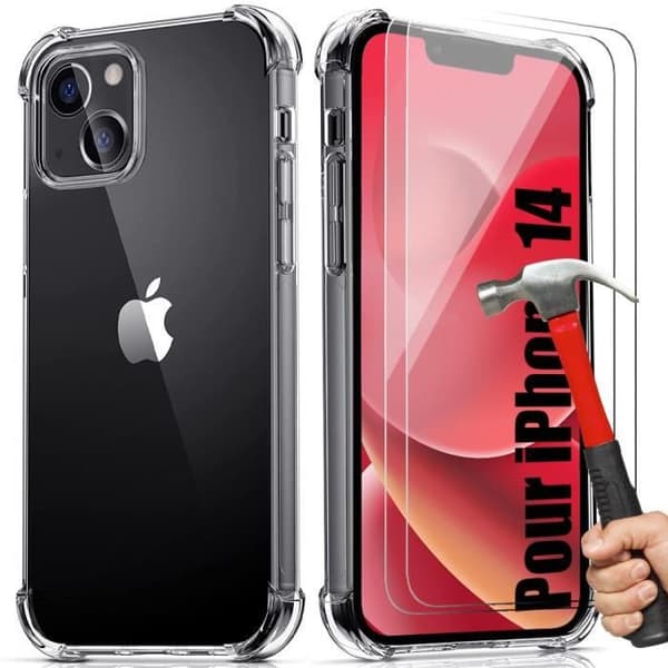 Coque - E.F.CONNECTION - För iPhone 14 - Stötabsorberande - Transparent silikon - Mjuk Transparent