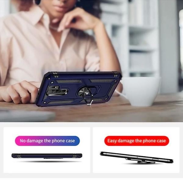 Fodral för Redmi 9 (6,53") med stötsäker stödring Förstärkt kant Silikonförstärkt skydd Blå Blå