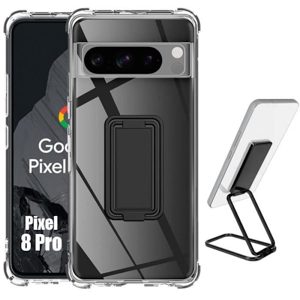Coque - Google - Pixel 8 Pro - Silikon Antichock - Transparent - Justerbart Stöd Svart Transparent
