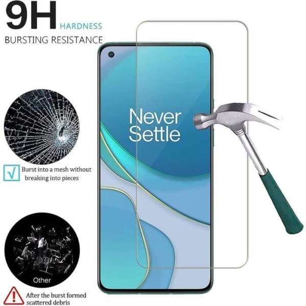 Beskyttelsesfilm - E.F.CONNECTION - One Plus 8T - Tempered glass - Ridsefast - Hurtig installation Transparent