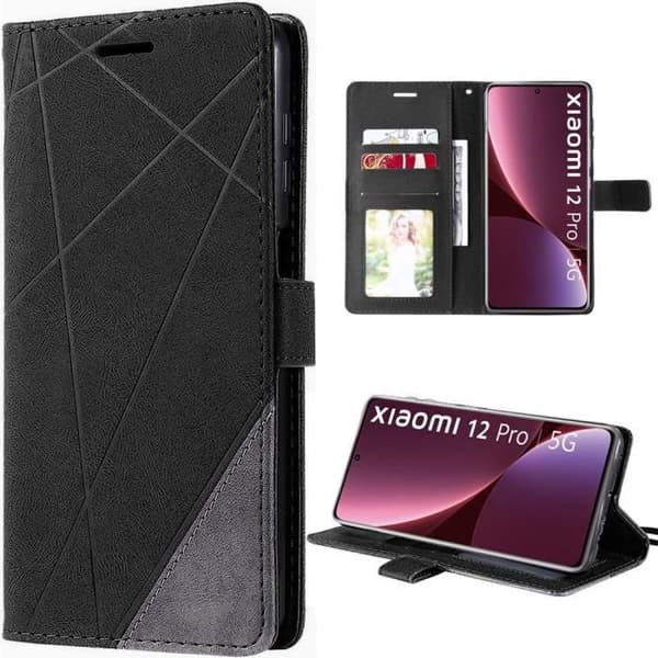 Plånboksfodral för Xiaomi 12 Pro - Svart - Rep resistant - Stötsäker Svart