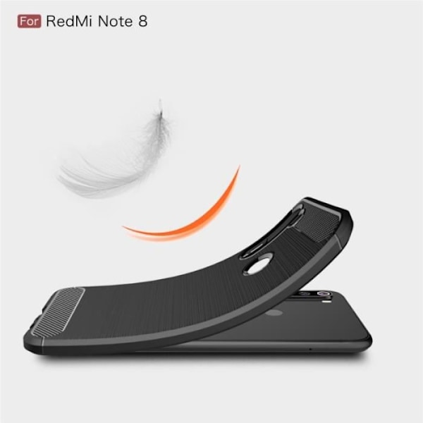 Blødt etui til Xiaomi Redmi Note 8 i TPU Børstet Carbon Fiber Texture Sort - 481434
