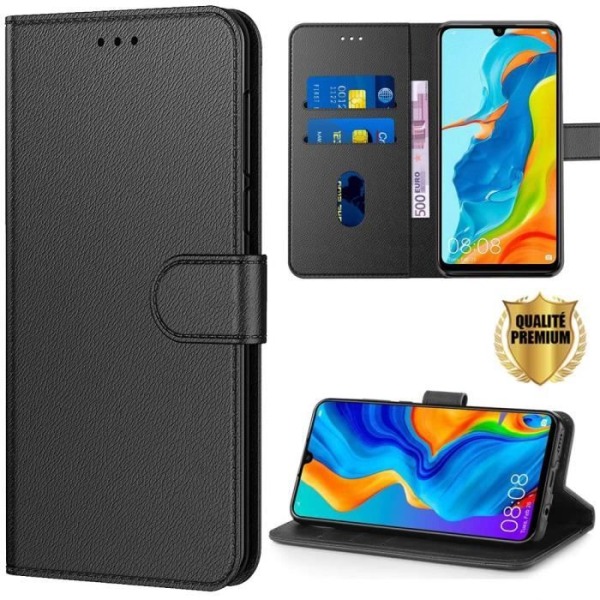 Etui til Huawei P30 (6,1") Sort tegnebog Anti-ridsestabil Elegant Sort Svart