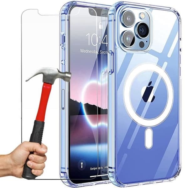 Skyddsfodral - iPhone - 12 Pro - Transparent - Magnetiskt - Inkluderat härdat glas Transparent